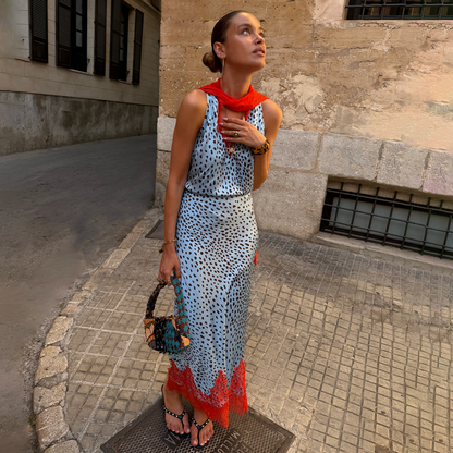 Sky Blue Deer Midi Maeva Skirt