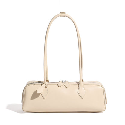 sleek rectangular leather shoulder bag with double zip – MONA