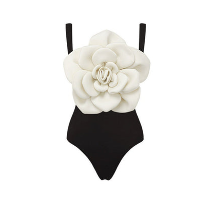 sleeveless 3D floral bodysuit with asymmetric ruffle maxi skirt – NOIR