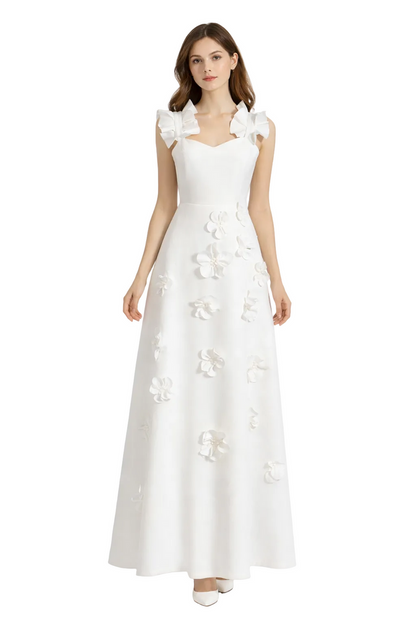 sleeveless A-line dress with 3D floral appliqué – BODY