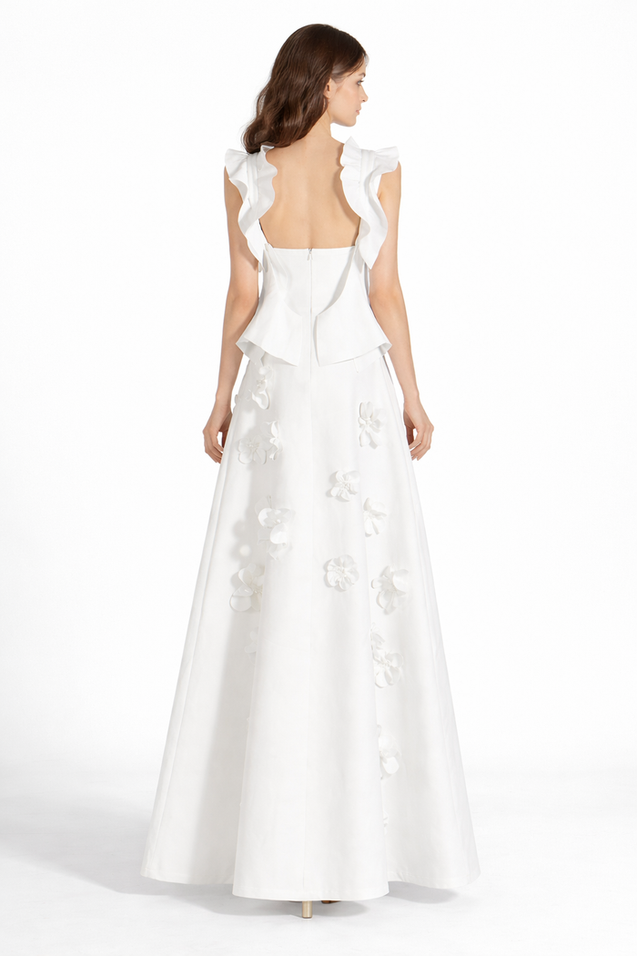 sleeveless A-line dress with 3D floral appliqué – BODY