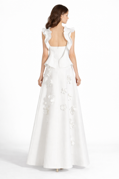 sleeveless A-line dress with 3D floral appliqué – BODY
