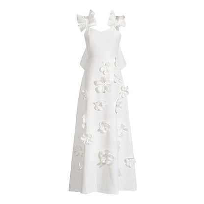 sleeveless A-line dress with 3D floral appliqué – BODY