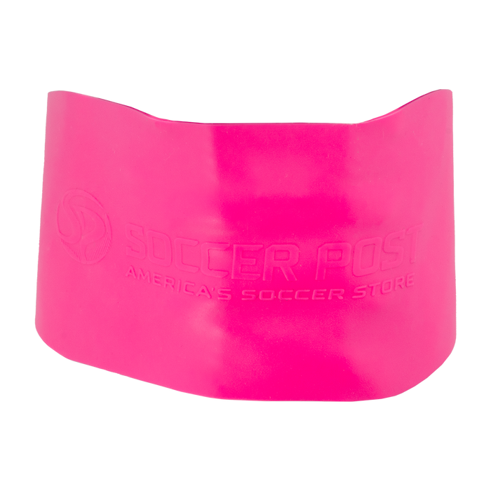 A bright pink silicone Soccer Post Lace Lock Band featuring the embossed text "Soccer Post" and "America's Soccer Store."