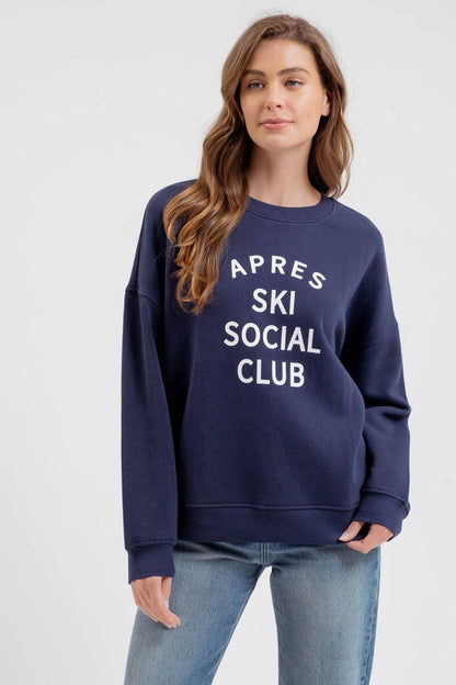 SOCIAL CLUB PRINT LONG SLEEVE KNIT TOP