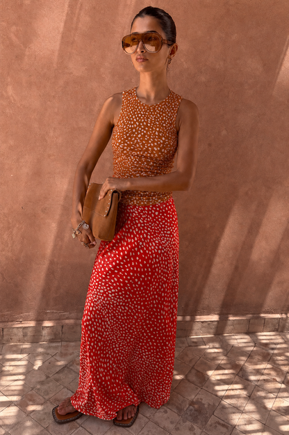 Spliced Deer Wrap Jojo Midi Skirt