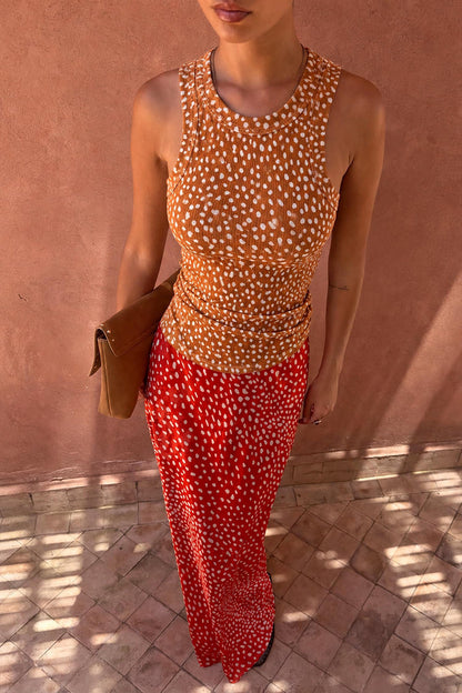 Spliced Deer Wrap Jojo Midi Skirt