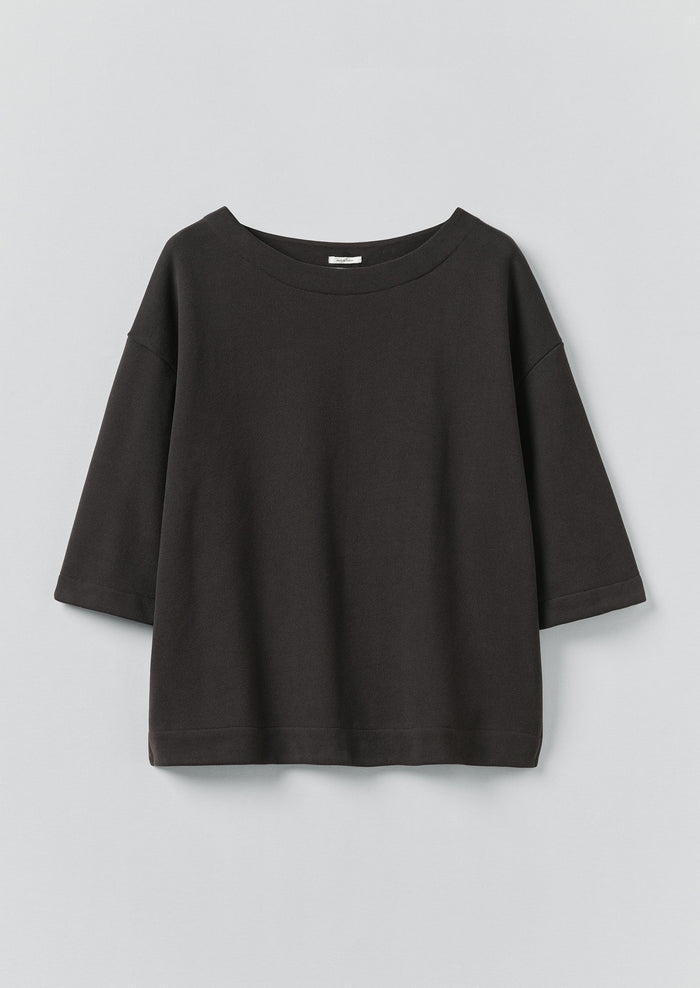 Square Cut Loopback Jersey Tee | Black Pepper
