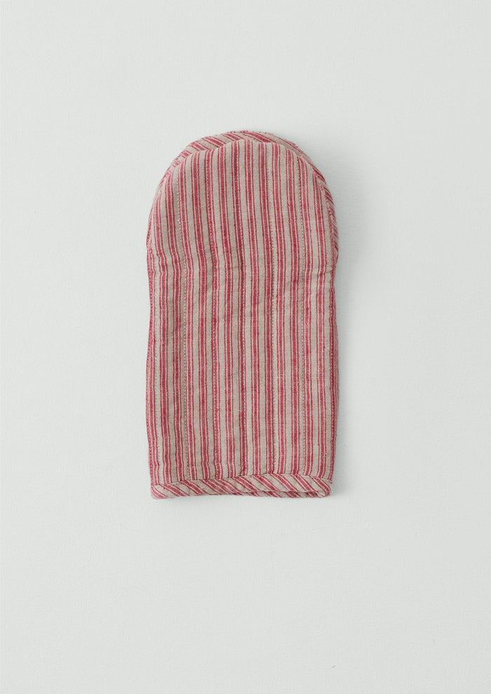 Stripe Linen Oven Glove | Natural/Red