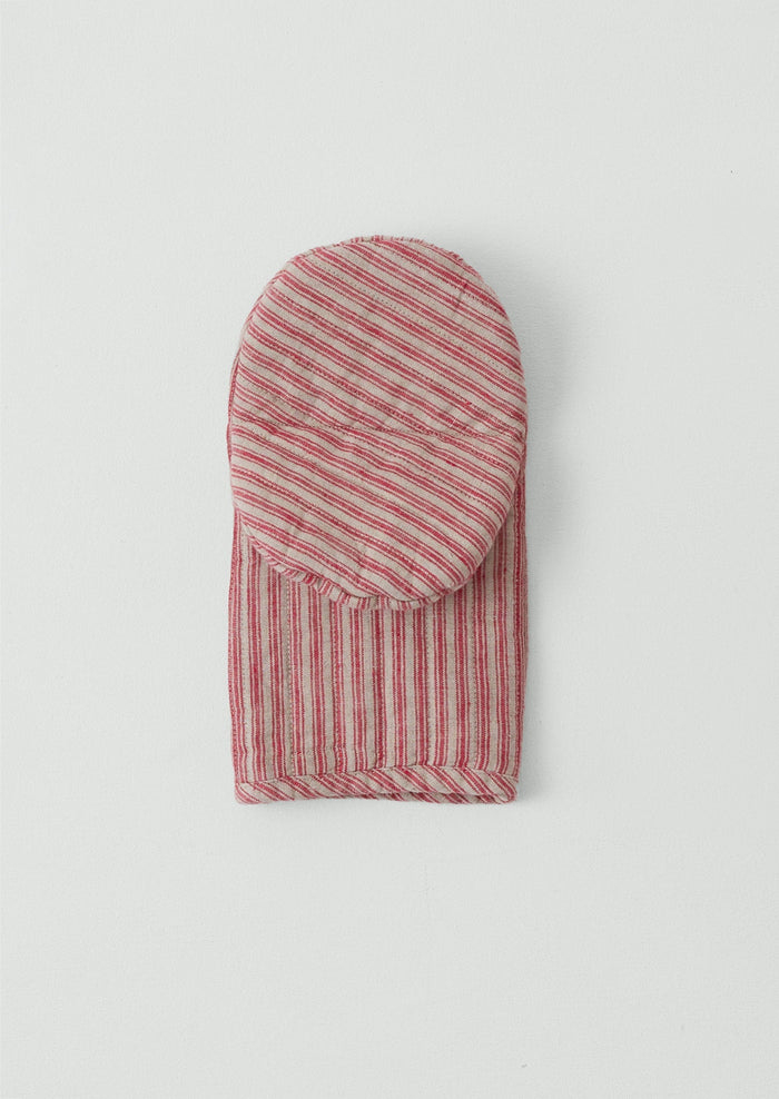 Stripe Linen Oven Glove | Natural/Red