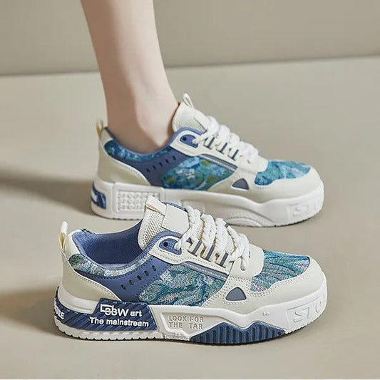 Stylish Blue Patterned Sneakers