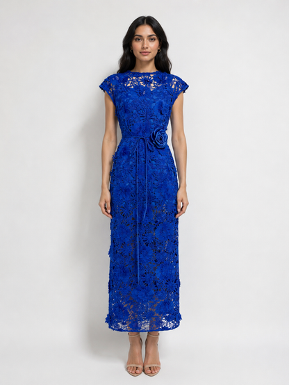 Sunshine Floral Lace Midi Dress - Radiance