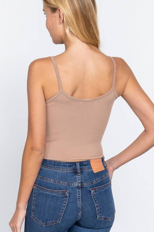 Sweetheart Neck Heavy Rib Knit Cami Top