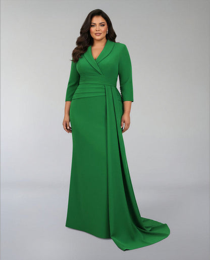 Tailored Blazer dress with pleated waistband and train - OLENO-1