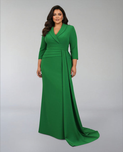 Tailored Blazer dress with pleated waistband and train - OLENO-1