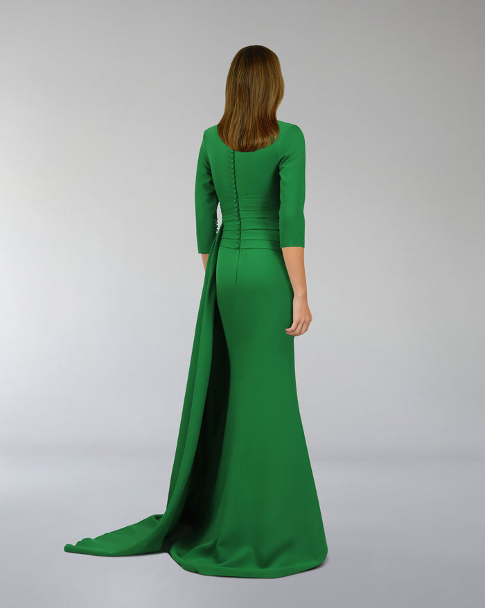 Tailored Blazer dress with pleated waistband and train - OLENO-1