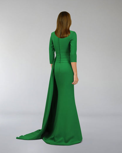 Tailored Blazer dress with pleated waistband and train - OLENO-1