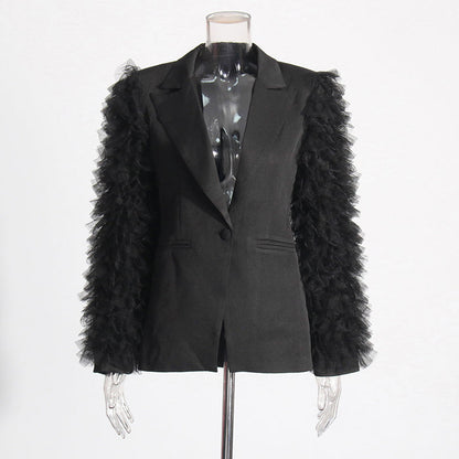 tailored blazer with layered tulle sleeves – YOUSSEF