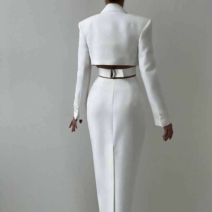 tailored cutout dress with front buttons – EVARA
