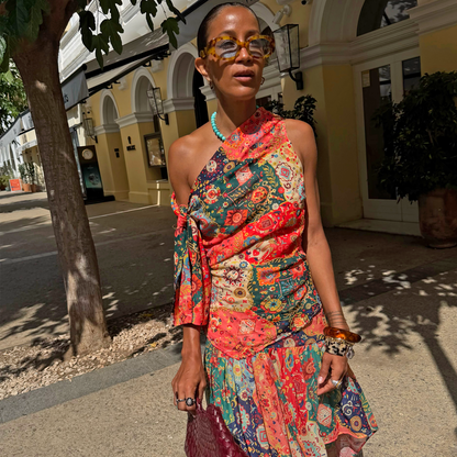 Tapestry Tie Shoulder Top