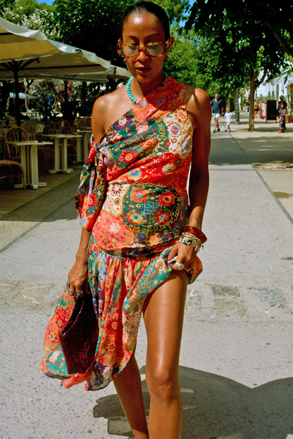 Tapestry Tie Shoulder Top