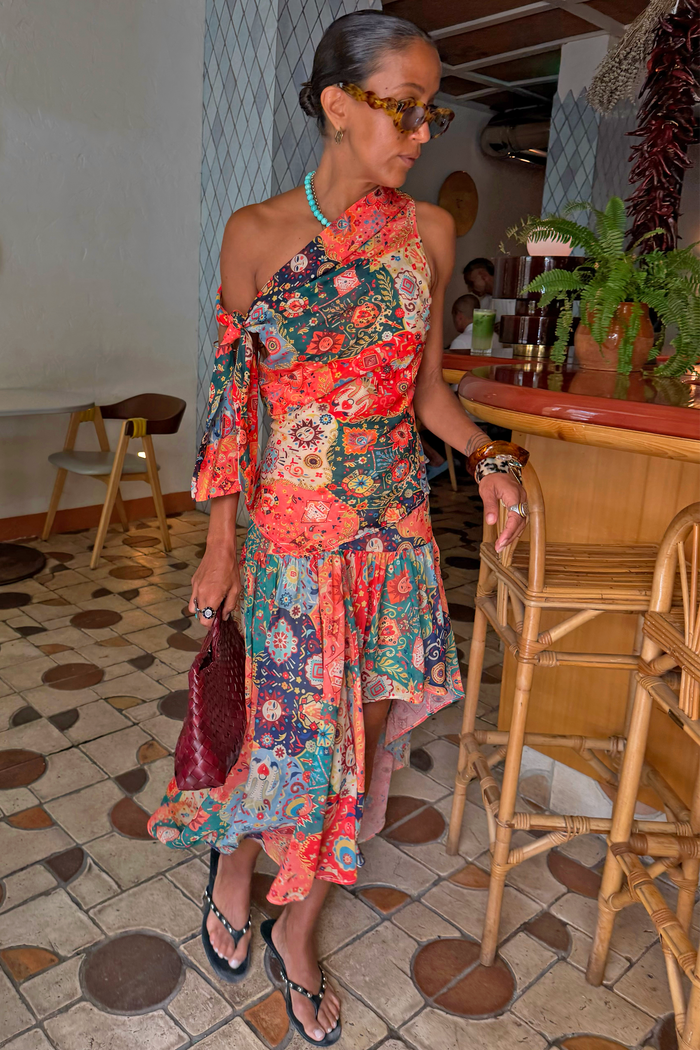 Tapestry Tie Shoulder Top