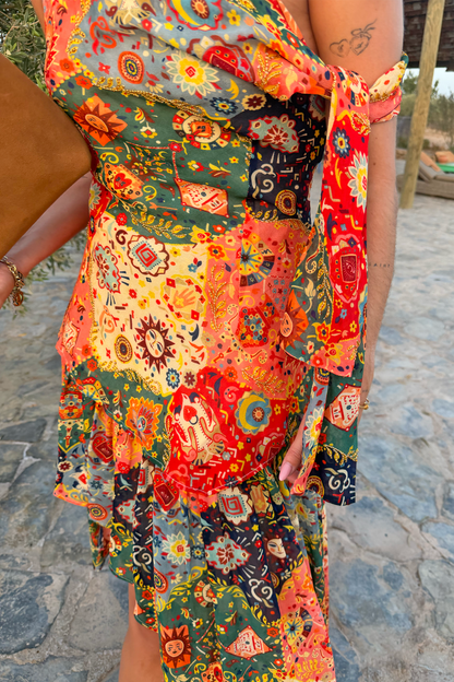 Tapestry Tie Shoulder Top