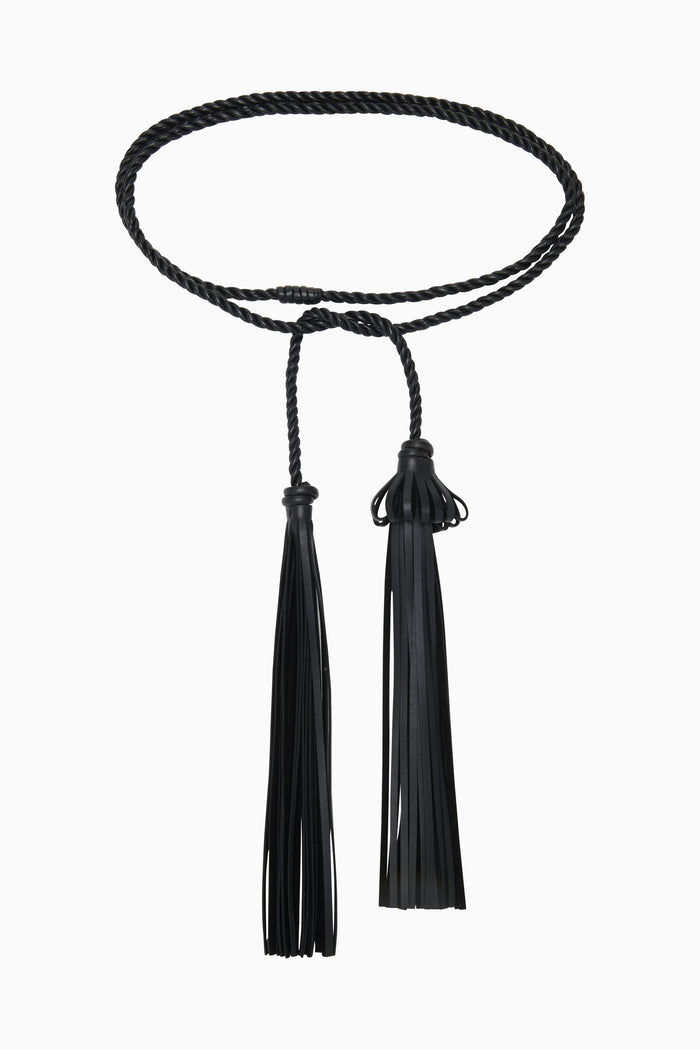 Black Leather Rope Tassel Belt - Product Detail | Ulla Johnson