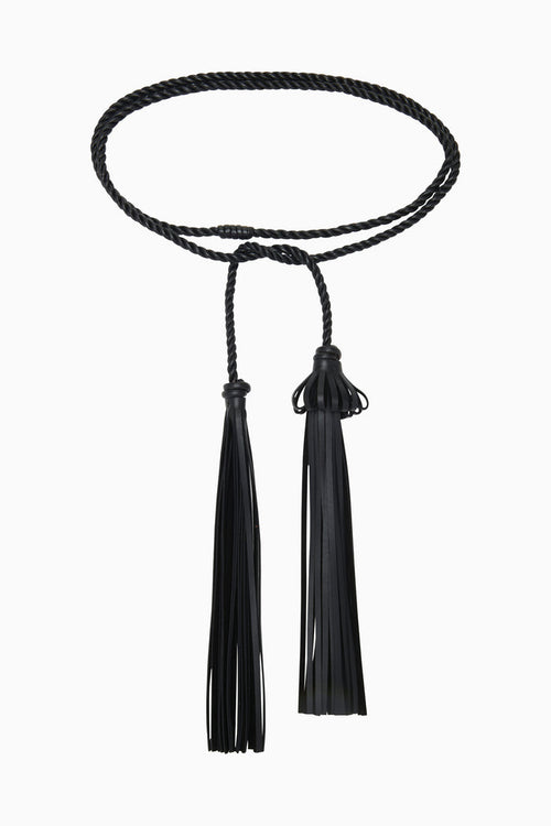 Black Leather Rope Tassel Belt - Product Detail | Ulla Johnson