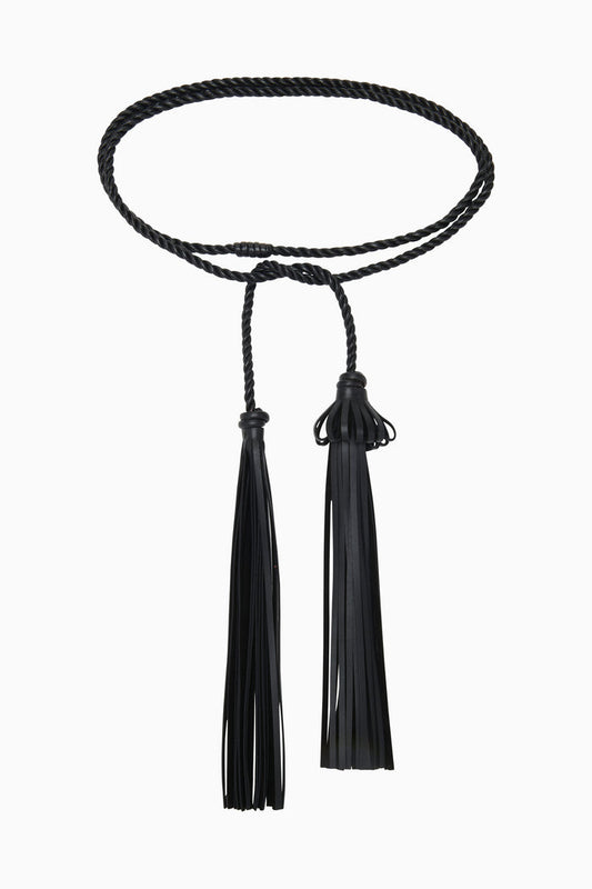 Black Leather Rope Tassel Belt - Product Detail | Ulla Johnson