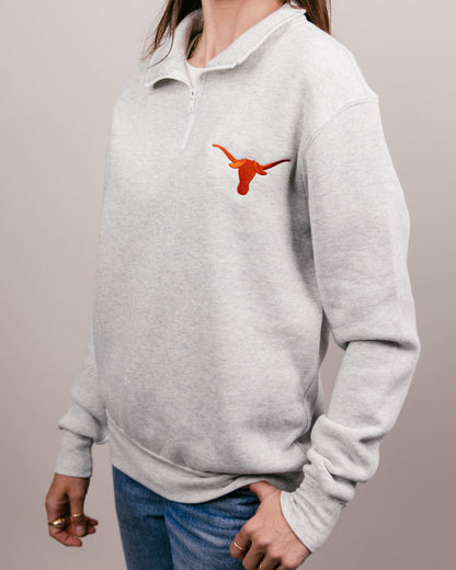 Ash Grey Texas Longhorns Quarter Zip Pullover Side