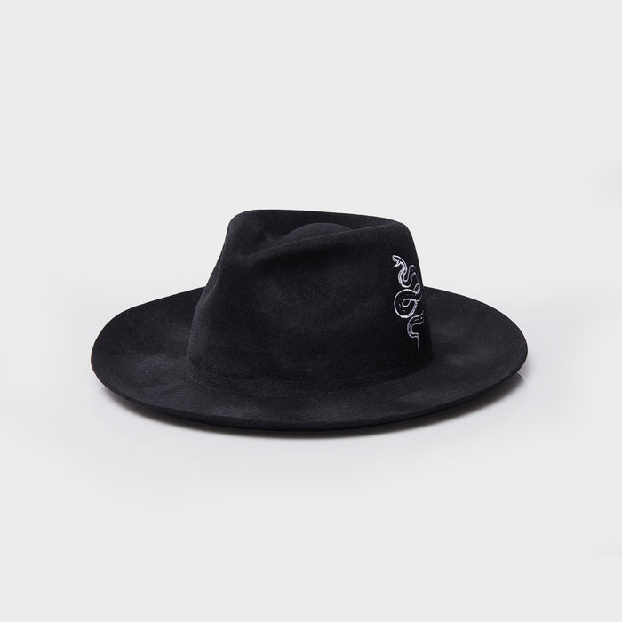 The Snake Fedora - Distressed Black