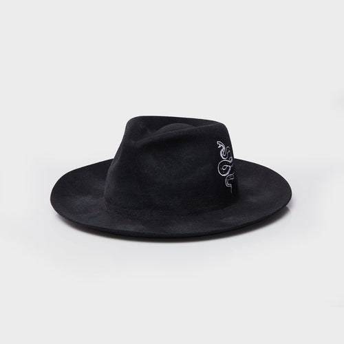 The Snake Fedora - Distressed Black