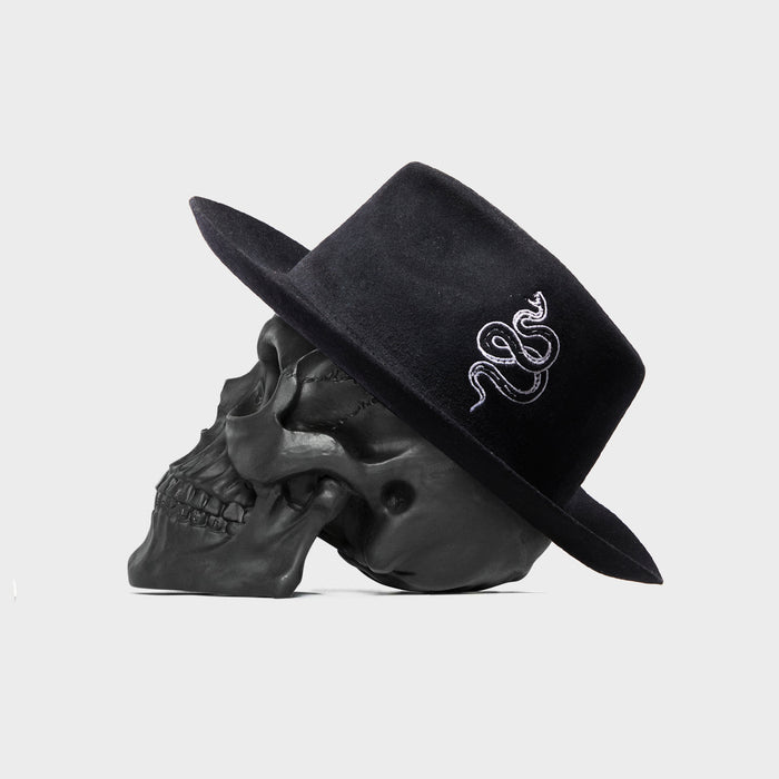 The Snake Fedora - Distressed Black