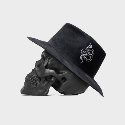 The Snake Fedora - Distressed Black