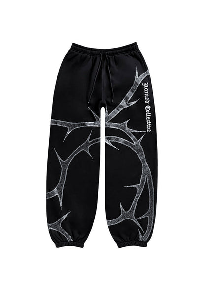 THORN RHINESTONE SWEATPANTS BLACK