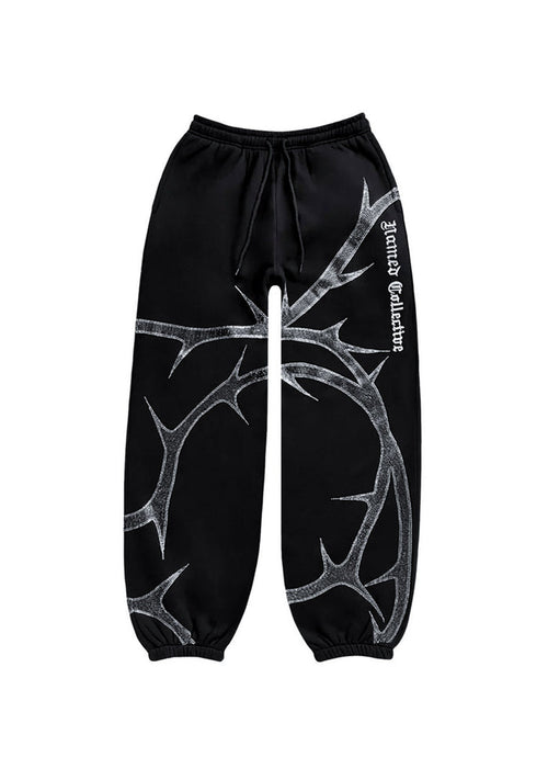 THORN RHINESTONE SWEATPANTS BLACK