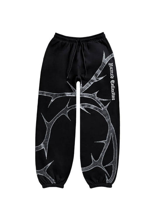 THORN RHINESTONE SWEATPANTS BLACK