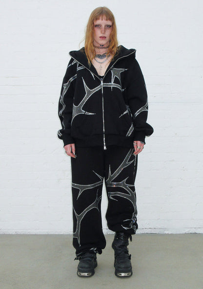 THORN RHINESTONE SWEATPANTS BLACK