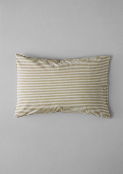 Ticking Stripe Cotton Housewife Pillowcase | Ecru/Straw