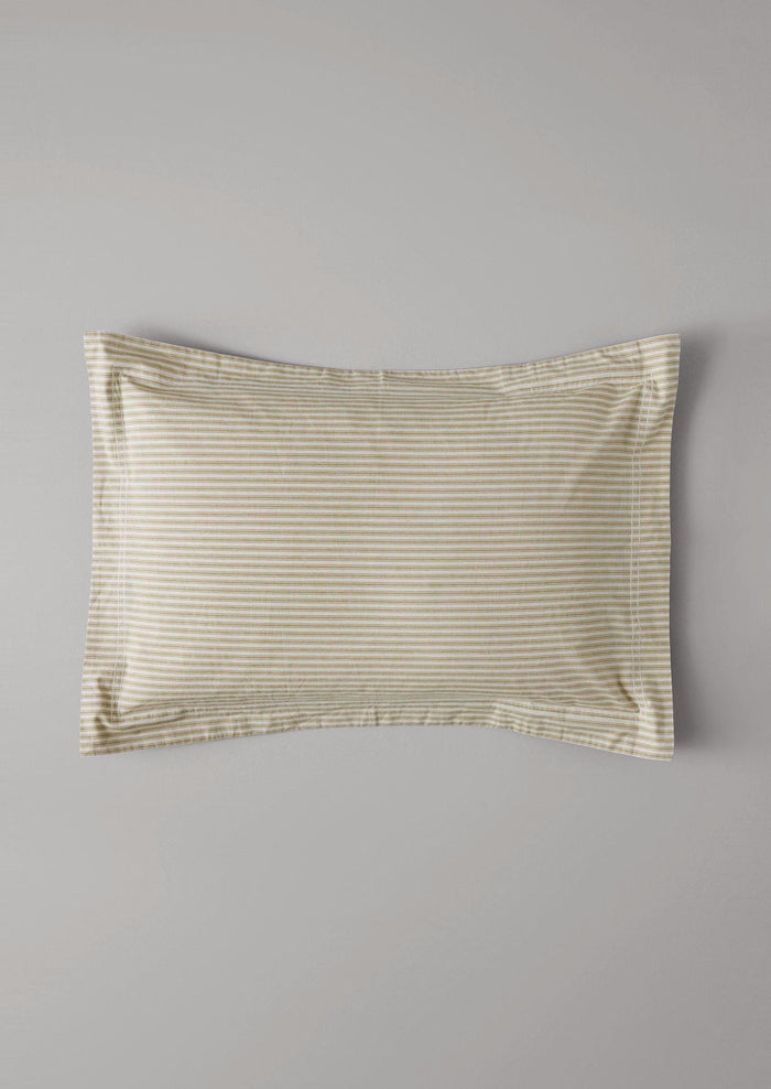 Ticking Stripe Cotton Oxford Pillowcase | Ecru/Straw