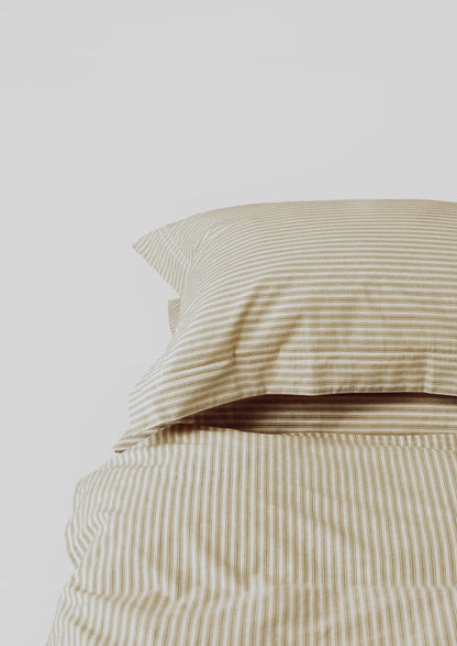 Ticking Stripe Cotton Oxford Pillowcase | Ecru/Straw