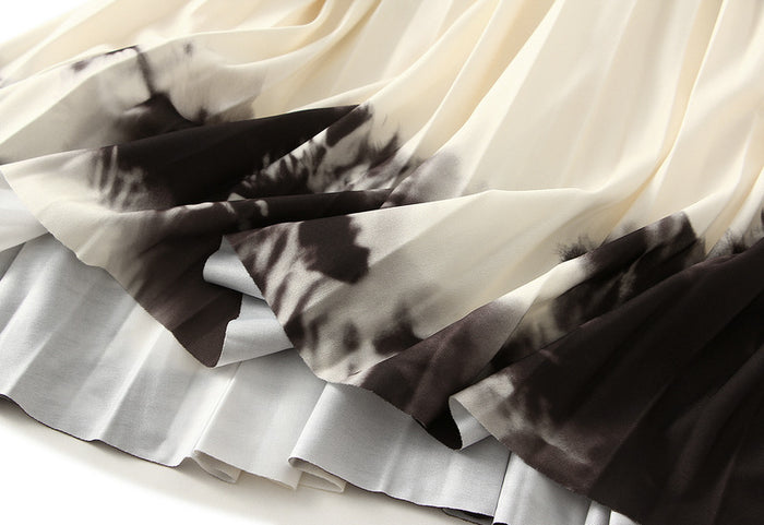 tie-dye pleated A-line midi skirt – MARBLE