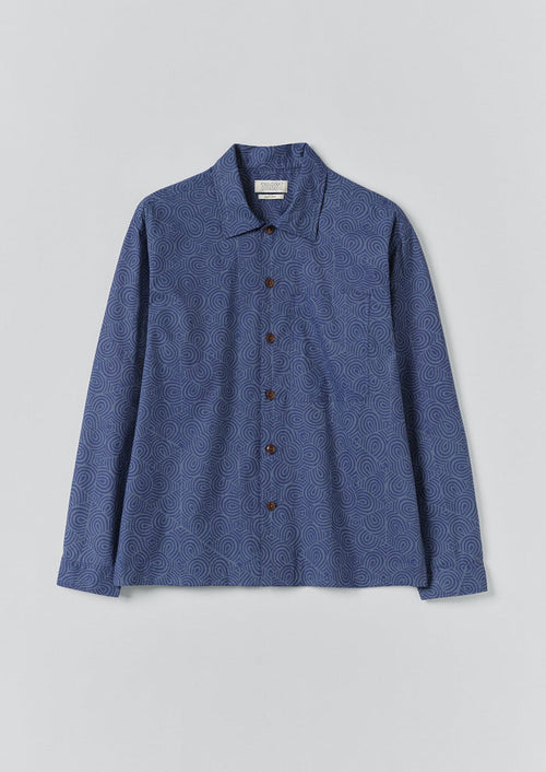 Tile Block Print Shirt | Misty Blue