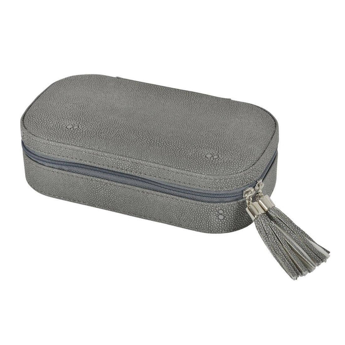 Travel Jewellery Case With Mirror Zip Faux Leather Box