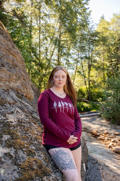 TREELINE - Women's 100% Organic Cotton Long Sleeve Tee - Maroon