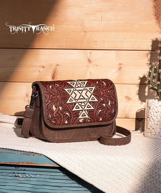 Trinity Ranch Aztec Tooled Crossbody Purse
