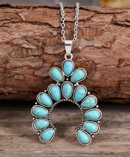 Turquoise Squash Blossom Chain Necklace