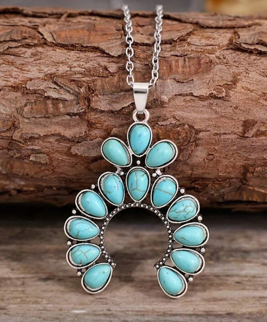 Turquoise Squash Blossom Chain Necklace