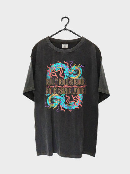 Twin Dragon Tee - Acid Black